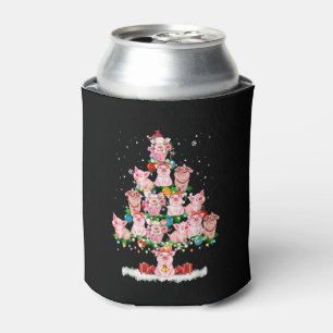 Pigs Christmas tree Can Cooler
