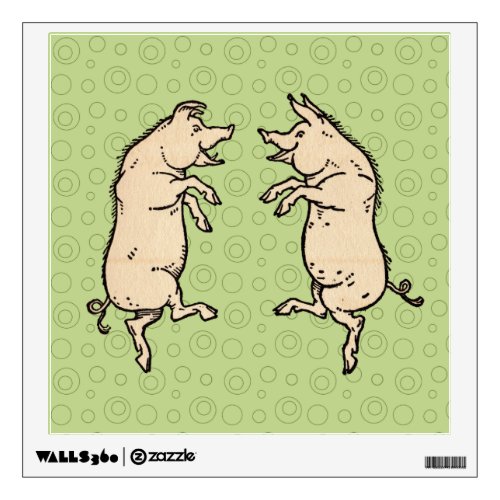 Pigs Dancing Antique Piggy Dance Jig Wall Sticker