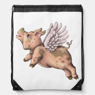 Pigs Fly Drawstring Bag