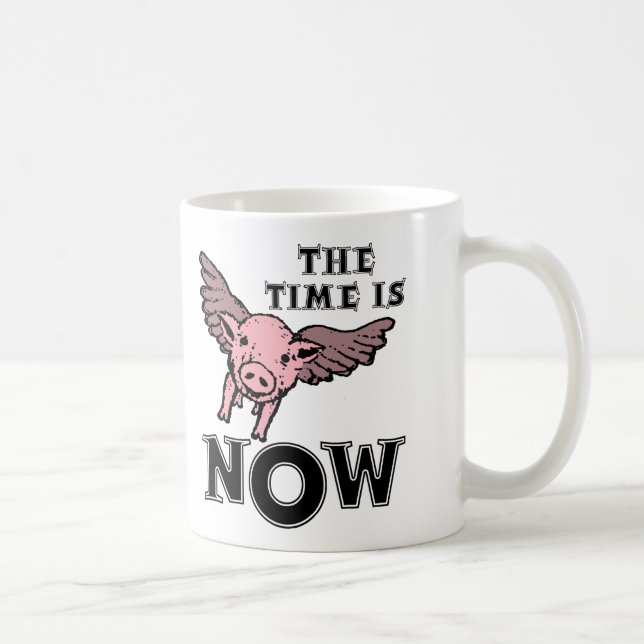 Pigs Fly Now Funny Mug (Right)