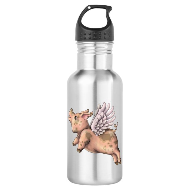 Pigs Fly Stainless Steel Water Bottle (Front)
