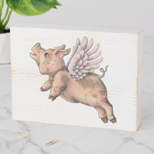 Pigs Fly Wooden Box Sign