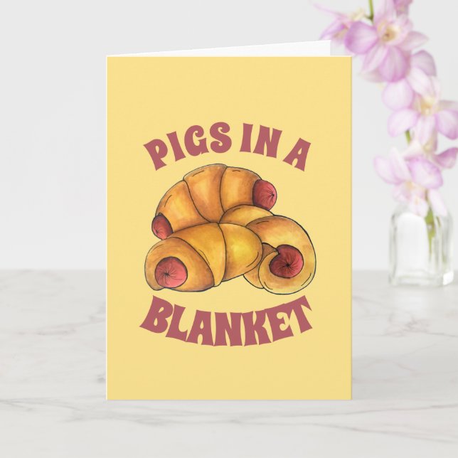 Pigs in a Blanket Crescent Roll Hot Dog Junk Food Card (Orchid)