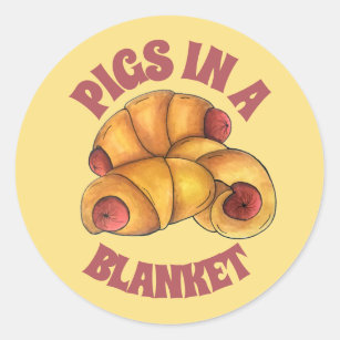 Pigs in a Blanket Crescent Roll Hot Dog Junk Food Classic Round Sticker