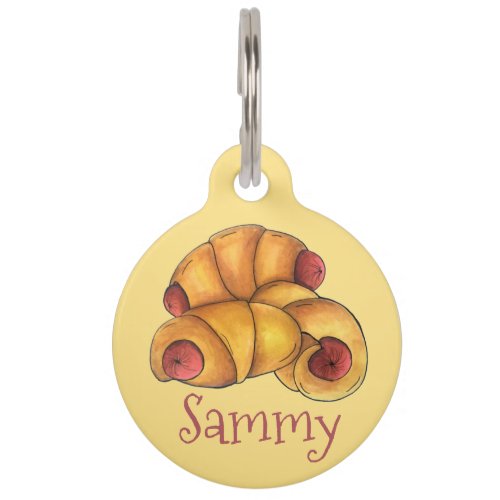 Pigs in a Blanket Crescent Roll Hot Dog Junk Food Pet ID Tag