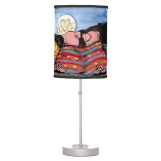 "Pigs in a Blanket" Lamp, Romantic Pigs and Moon Table Lamp