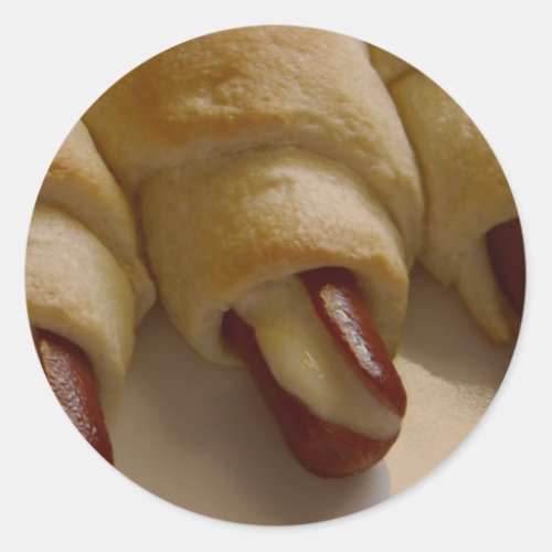 Pigs in a blanket with cheese classic round sticker