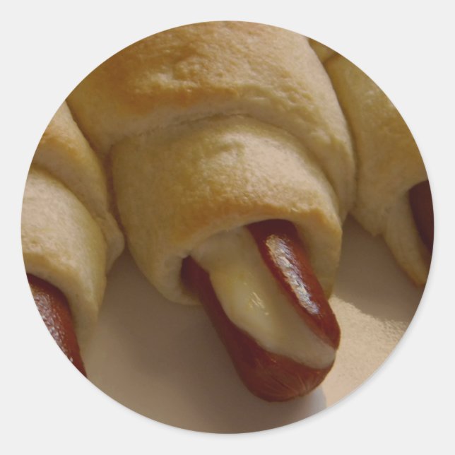 Pigs in a blanket with cheese classic round sticker (Front)