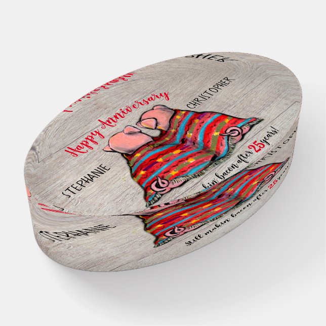 Pigs in Blanket Bacon Wedding Anniversary Humor Paperweight (Angled)