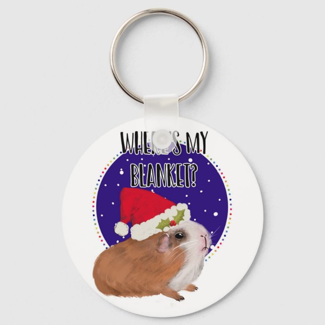 pigs in blankets guinea pig funny joke christmas keychain (Front)