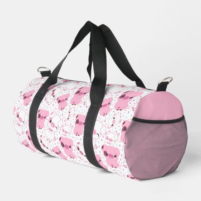 Pigs In Pink and White Duffle Bag (Right Corner)