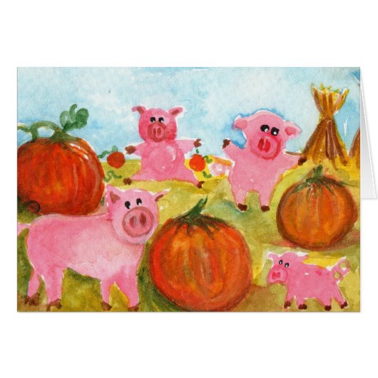 Pigs in Pumpkin Patch Cards (Front Horizontal)