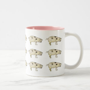 Pigs in rose Two-Tone coffee mug