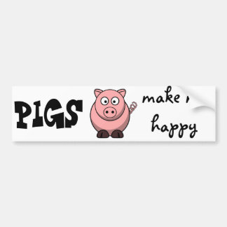 Pigs Make Me Happy Bumper Sticker