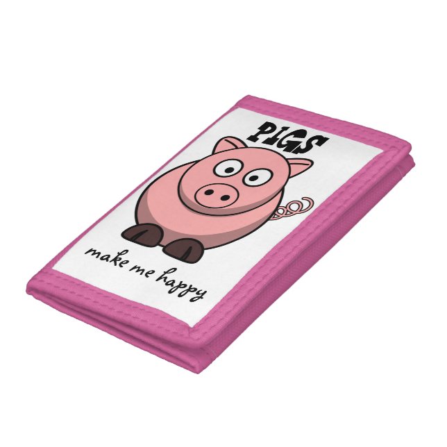 Pigs Make Me Happy tri-fold wallet - pink (Bottom)