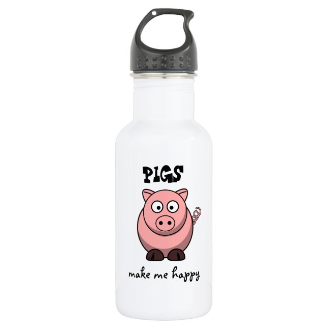Pigs Make Me Happy Water Bottle (Front)