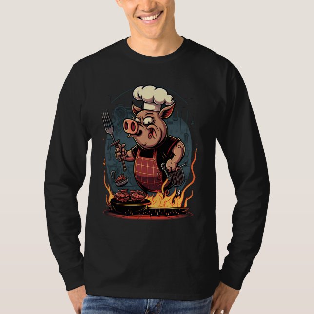 Pig's Meat   Pig Grilling Steak T-Shirt (Front)