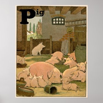 Pigs On The Farm Animal Alphabet Poster by kidslife at Zazzle