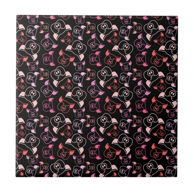 Pigs Pattern Ceramic Tile (Front)