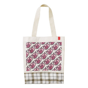 Pigs pink pattern zazzle HEART tote bag