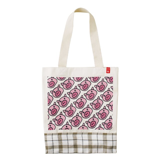 Pigs pink pattern  zazzle HEART tote bag (Back)