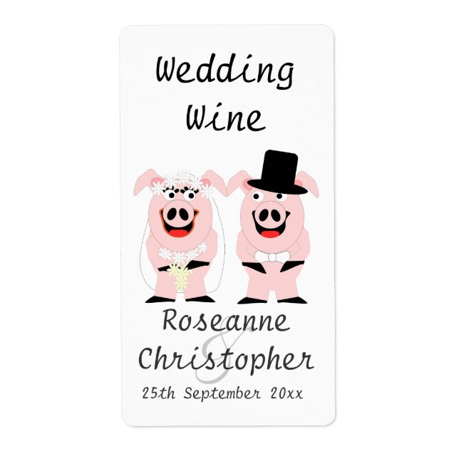 Pigs Wedding Wine Label (Front)