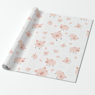 Pigs - white background wrapping paper