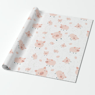 Pigs - white background wrapping paper