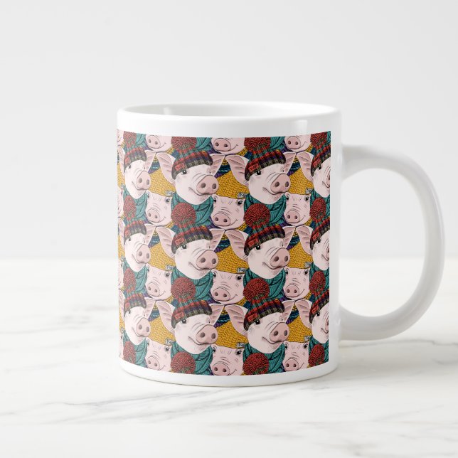 Pigs With Hats Pattern Giant Coffee Mug (Right)