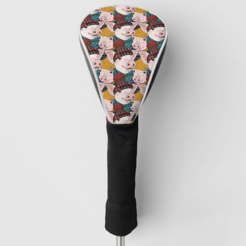 Pigs With Hats Pattern Golf Head Cover