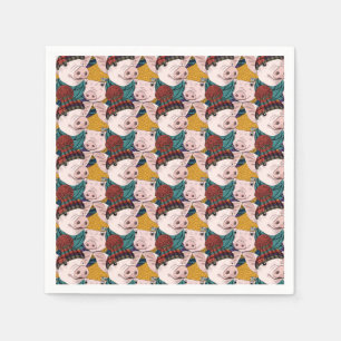 Pigs With Hats Pattern Napkins