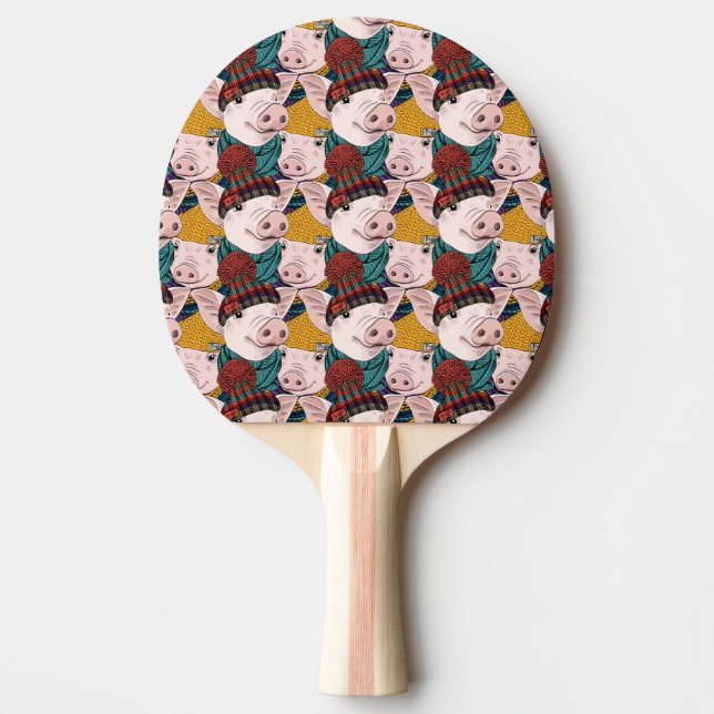 Pigs With Hats Pattern Ping Pong Paddle (Front)