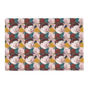 Pigs With Hats Pattern Placemat