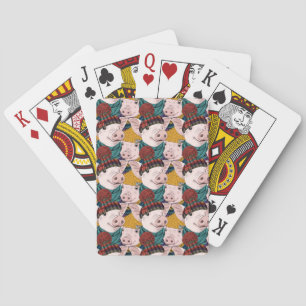 Pigs With Hats Pattern Poker Cards