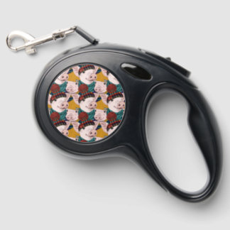 Pigs With Hats Pattern Retractable Pet Leash