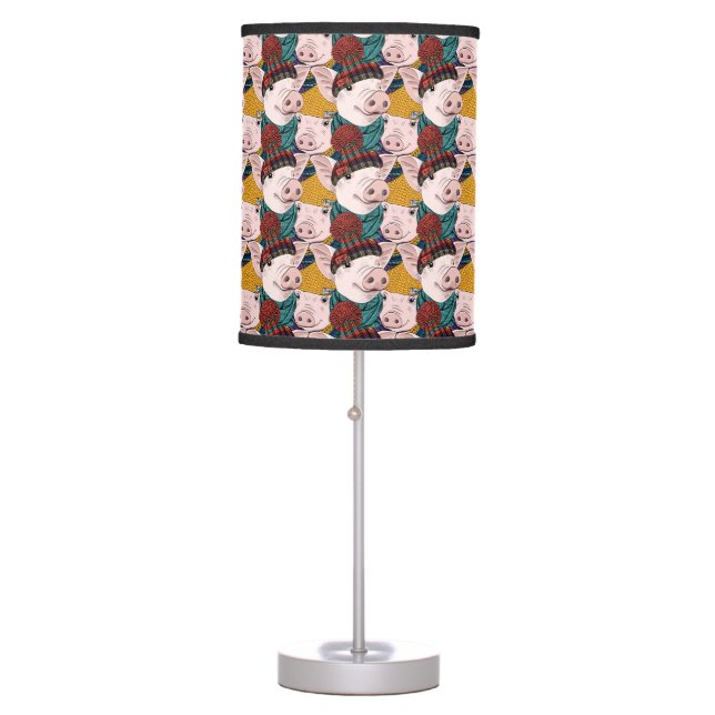 Pigs With Hats Pattern Table Lamp (Front)