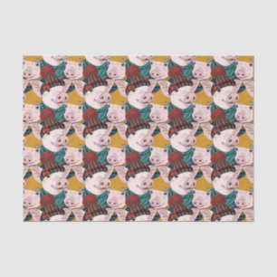 Pigs With Hats Pattern Tissue Paper