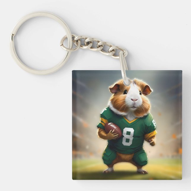 Pigskin Prodigy: The Guinea Pig Quarterback, Keychain (Front)