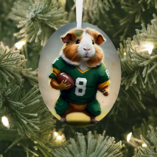 Pigskin Prodigy: The Guinea Pig Quarterback, Metal Ornament