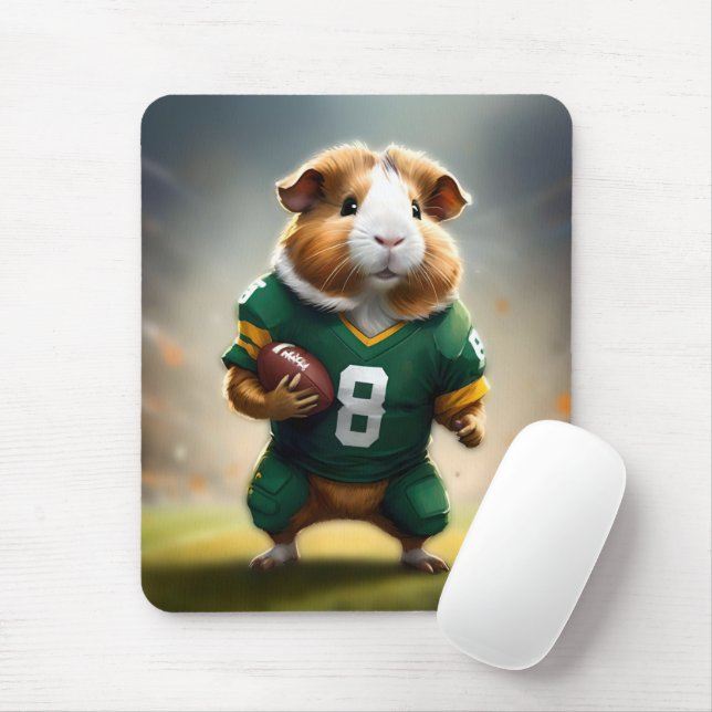 Pigskin Prodigy: The Guinea Pig Quarterback, Mouse Pad (With Mouse)