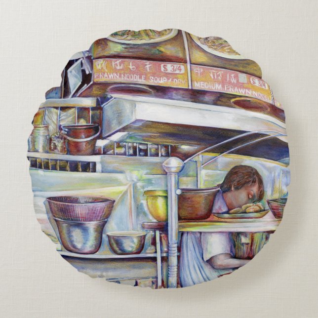 Pigtail Soup, Singapore Round Pillow (Front)