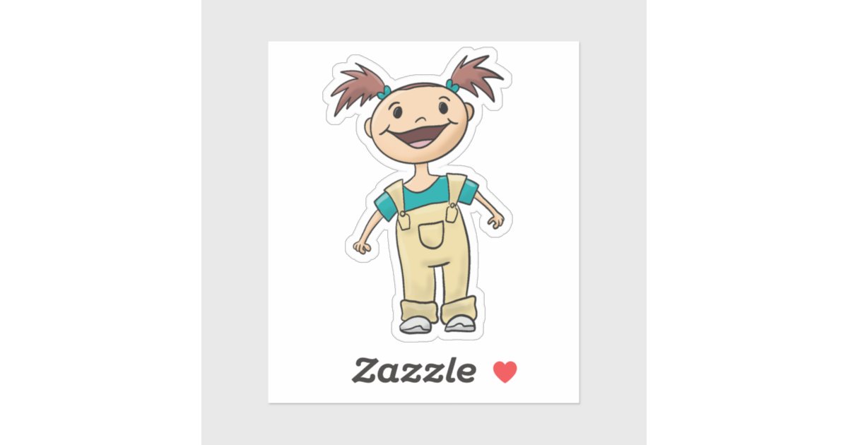 Overalls Sticker Pigtails and overalls sticker | Zazzle