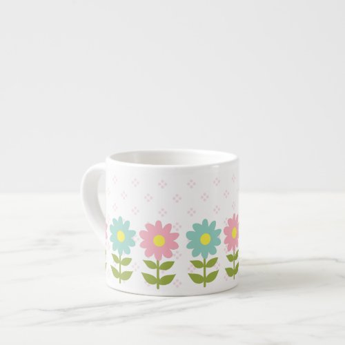 Piink and Blue Spring Flowers Espresso Cup