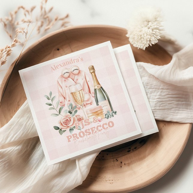 Pijamas and Prosecco Bachelorette Party Napkins (Creator Uploaded)