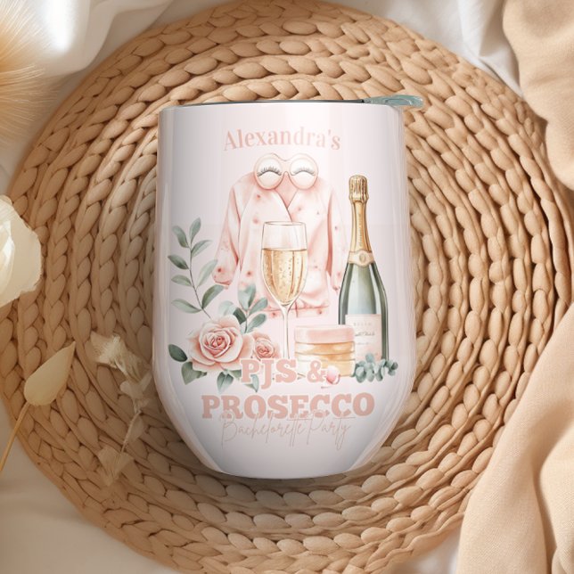 Pijamas and Prosecco Bachelorette Party Thermal Wine Tumbler (Creator Uploaded)