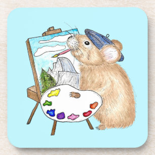 Pika Paints Plein Air Yosemite Painter Drawing Beverage Coaster