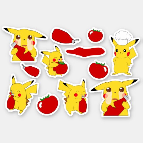 Pikachu and His Ketchup _ Sticker Sheet