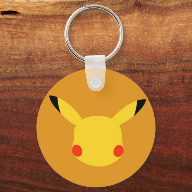 Pikachu Face Circle Keychain Design (Front)