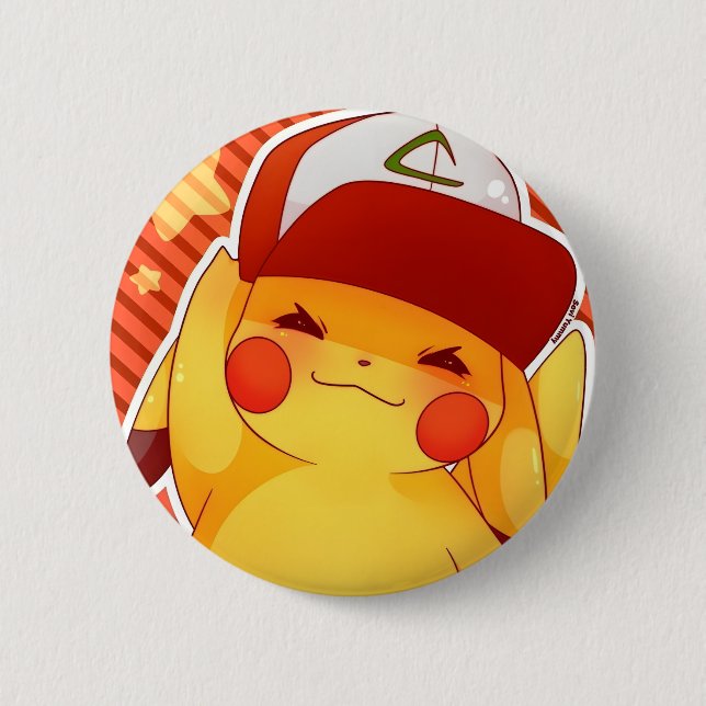 Pikachu Trainer Cap  Button (Front)