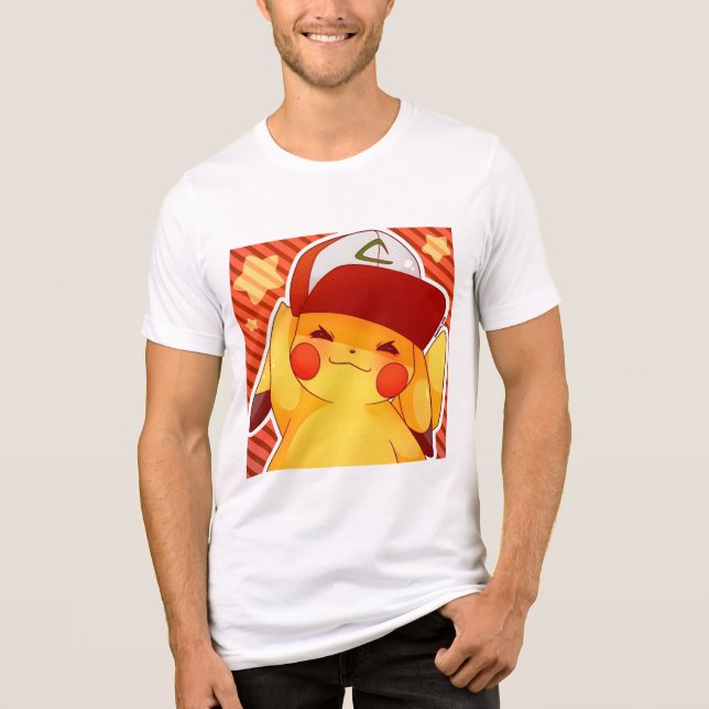 Pikachu Trainer Cap  Tri-Blend Shirt (Front)